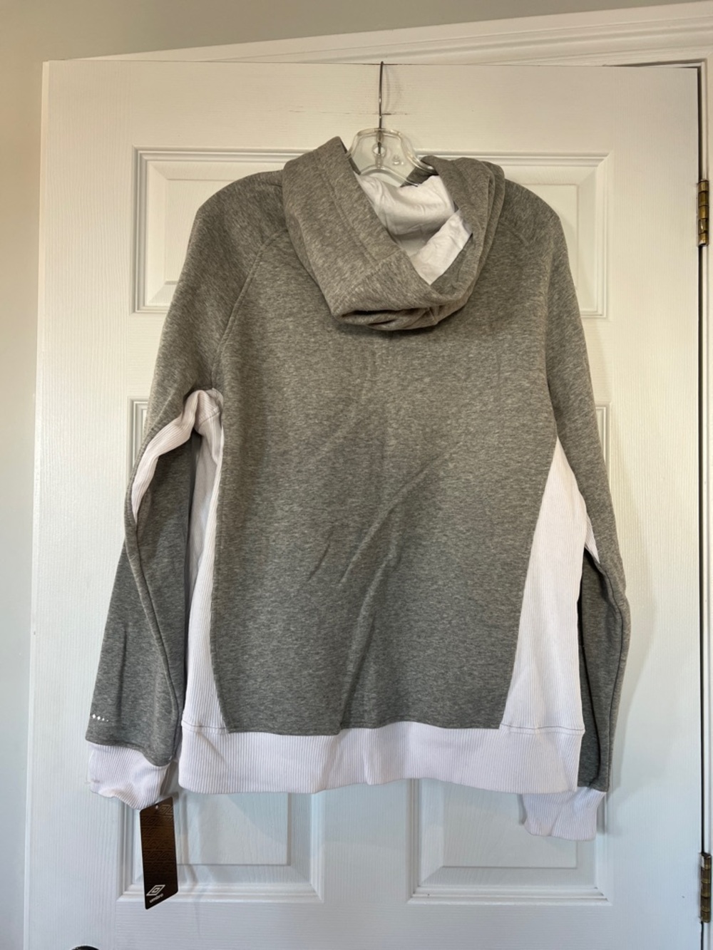 Umbro Men's Grey & White Crewneck Hoodie with Logo Panel - Picture 4 of 4